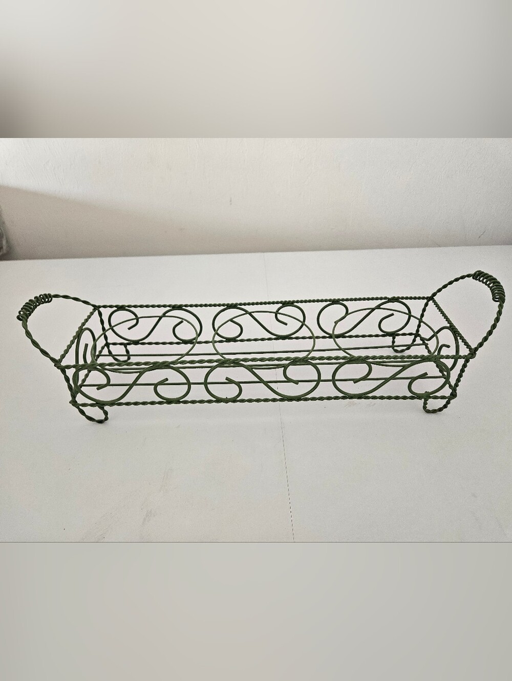 VTG Green Coated French Wire 3-Pot / Jar Plant Holder | SZ 19" x 5"